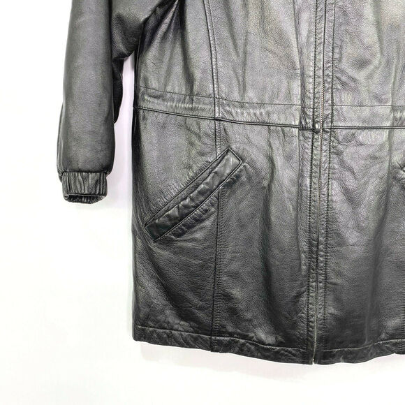 Wilsons Leather Jacket Women's Medium Black Zip Up Mid Length Lined - Picture 4 of 11